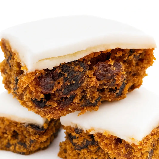 Close up of an iced christmas cake with marzipan